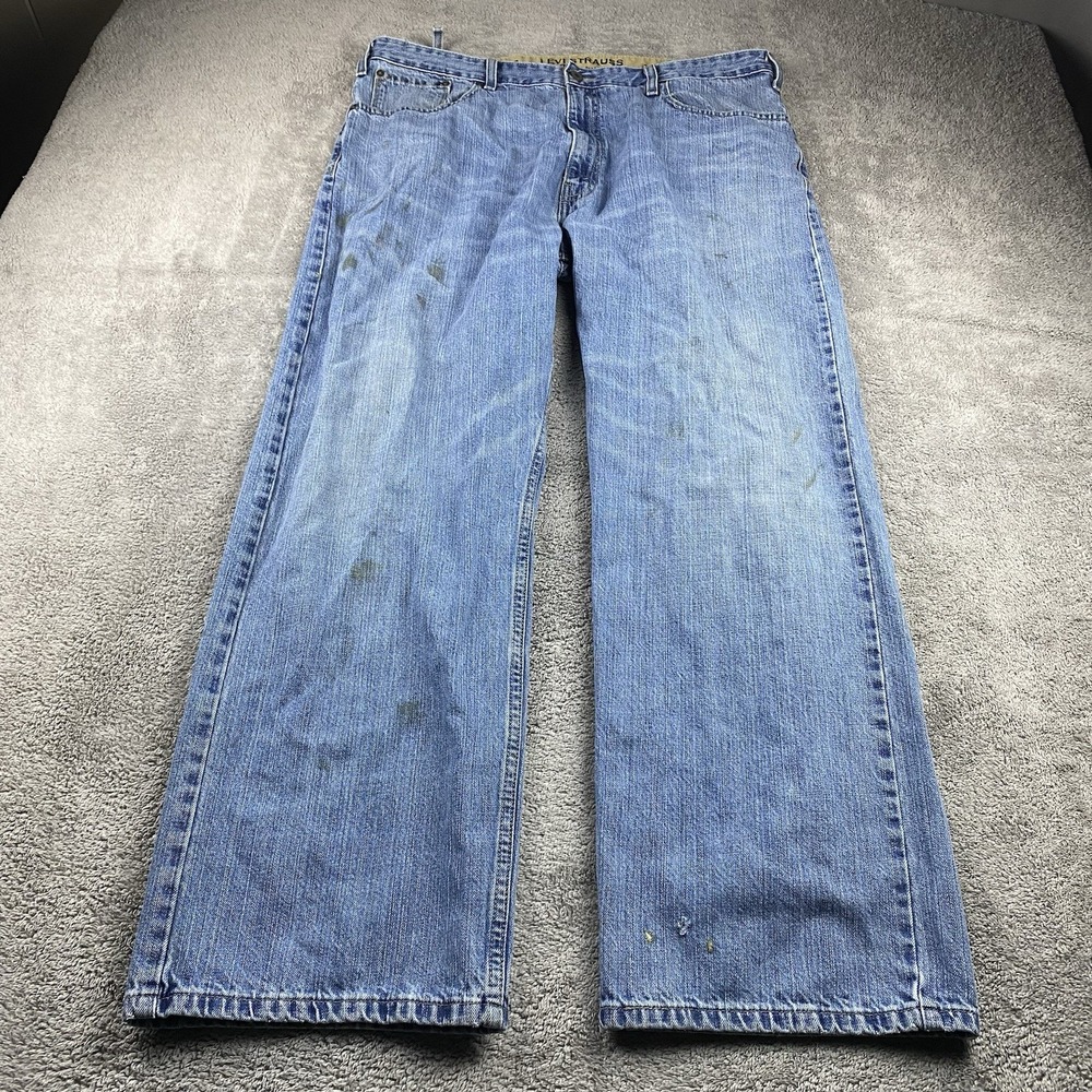 Levis Signature Loose Straight Jeans Mens 38x32 Blue‎ Medium Wash High Rise